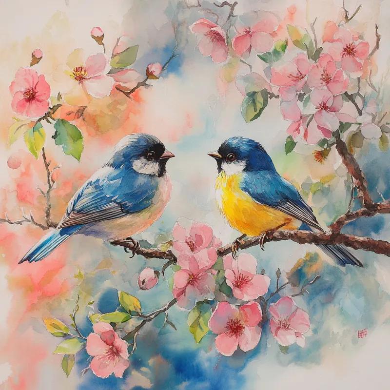 Paint by Numbers Kit Flowers and birds
