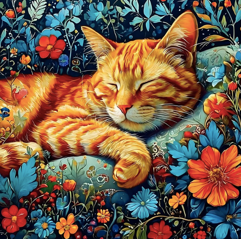 Paint by Numbers Kit Cat in the Flowers