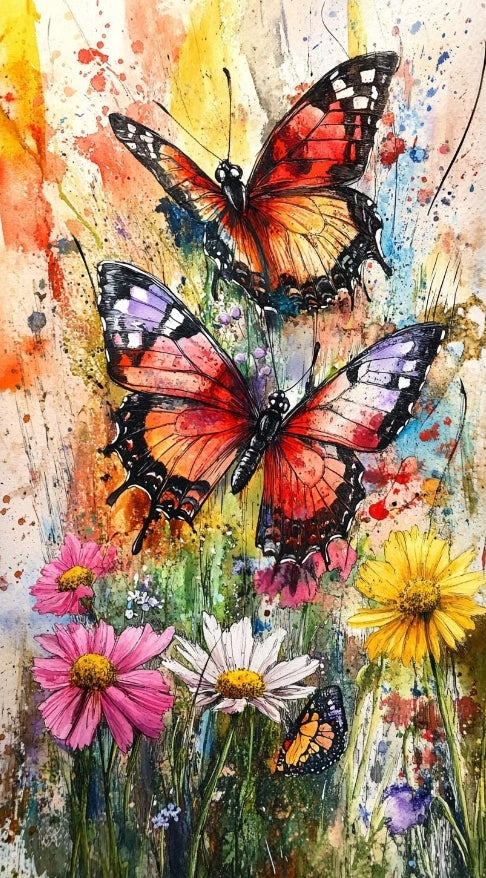 Paint by Numbers Kit Butterflies And Flowers