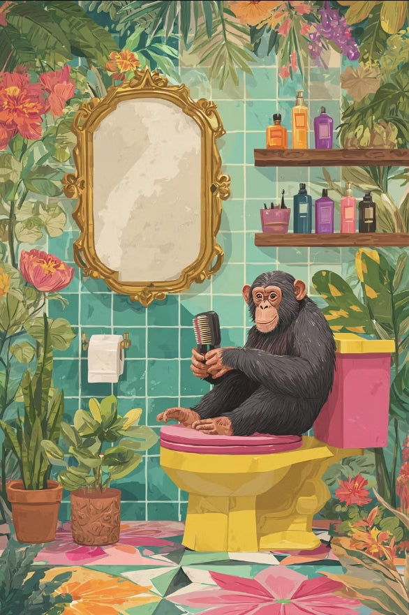 Paint by Numbers Kit Monkeys In The Bathroom