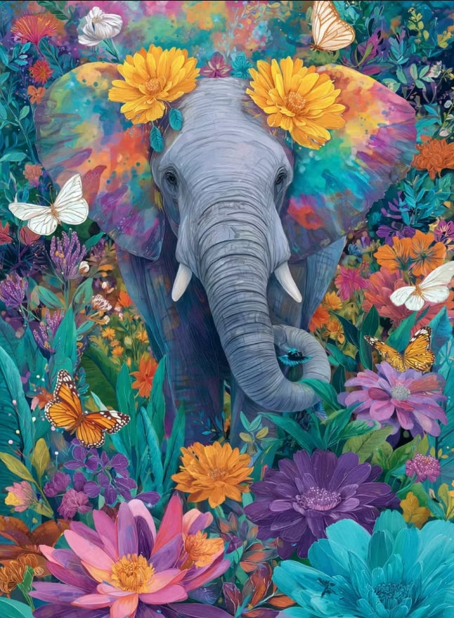 Paint by Numbers Kits Elephant in the Flowers