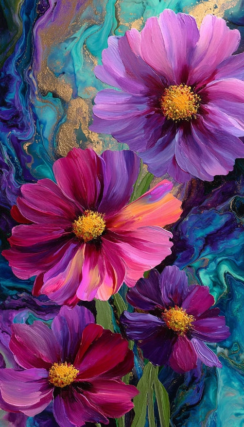 Paint by Numbers Kit Abstract Colorful Flowers