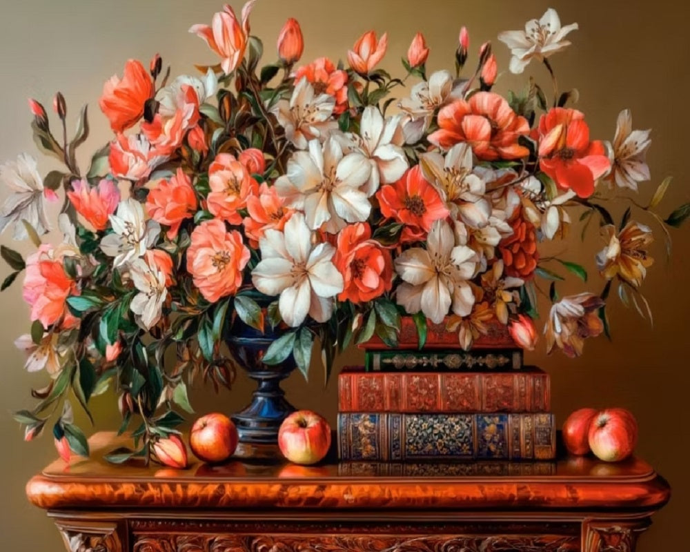 Paint by Numbers Kit Flowers and Books