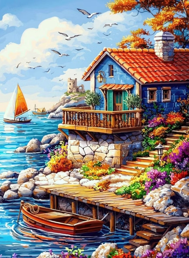 Paint by Numbers Kits Seaside Cottage