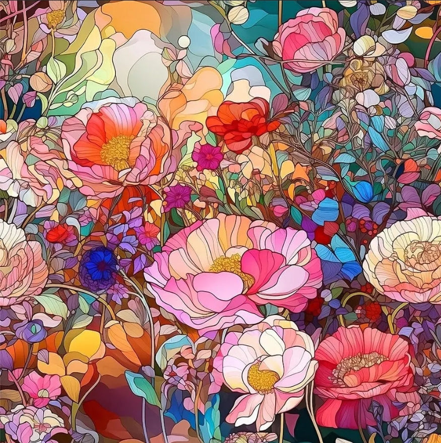 Paint by Numbers Kit Colorful Flowers