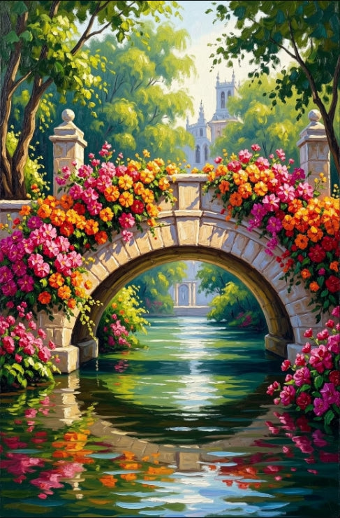 Paint by Numbers Kit Scenery By The Bridge