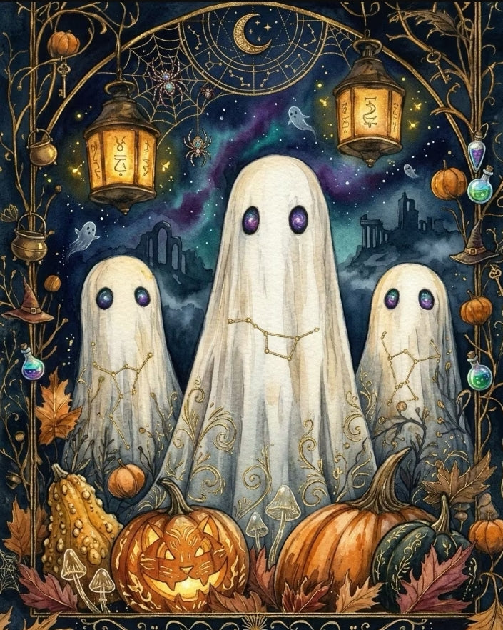 Paint by Numbers Kits Pumpkins and Ghosts