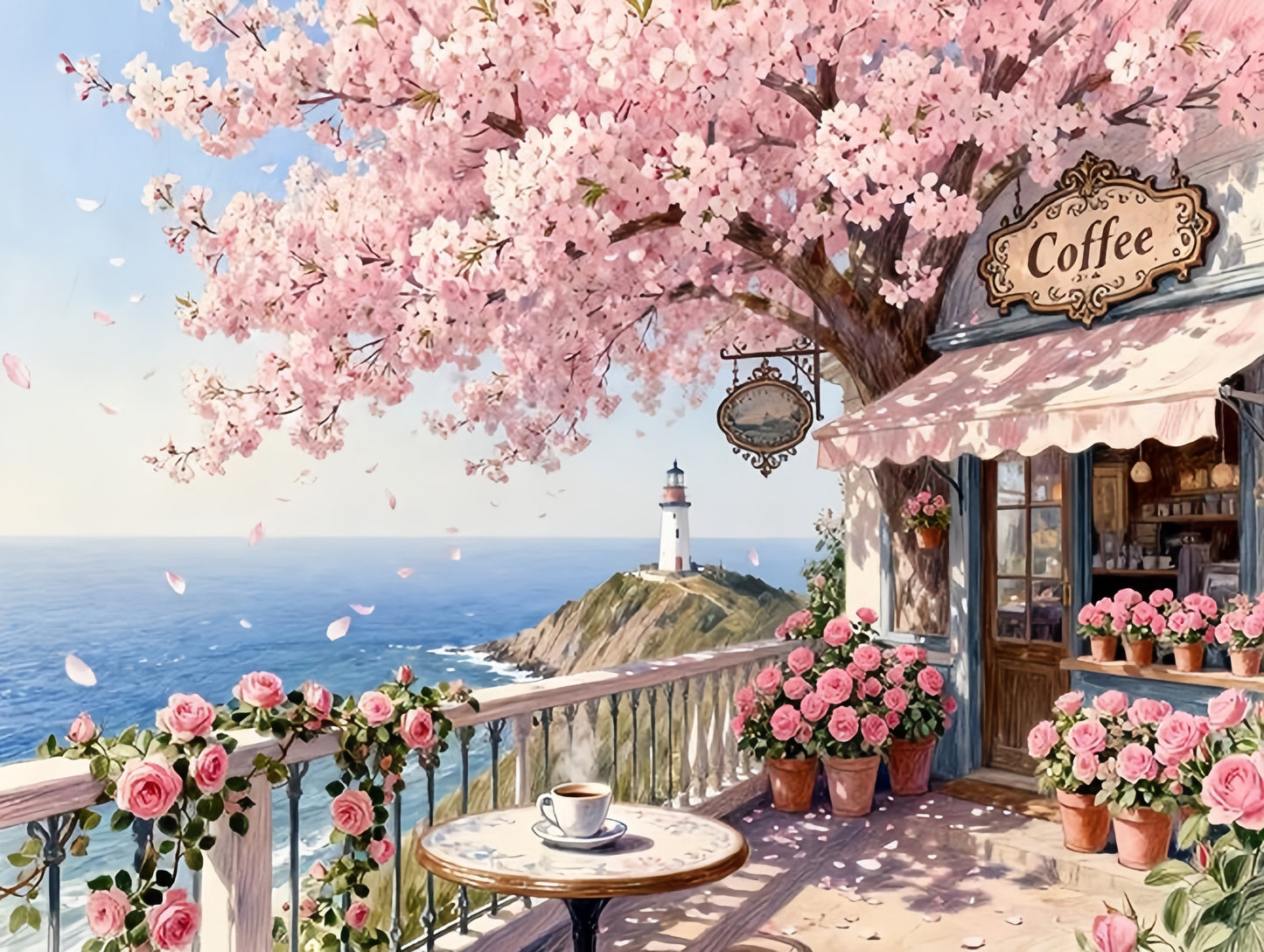 Paint by Numbers Kits Seaside Cafe