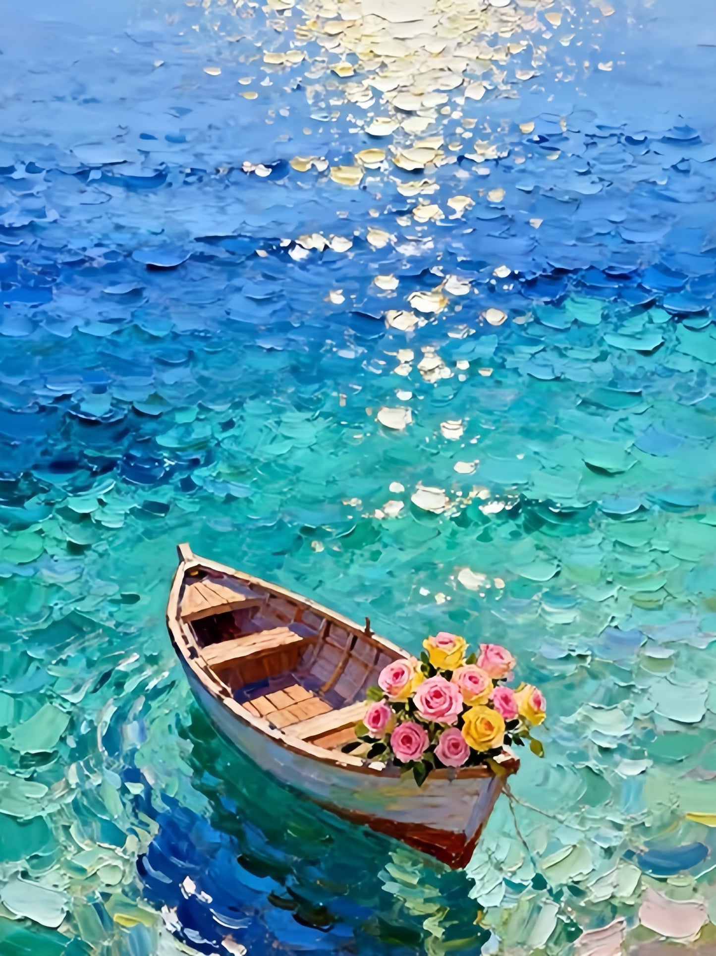 Paint by Numbers Kits Flowers and Boat