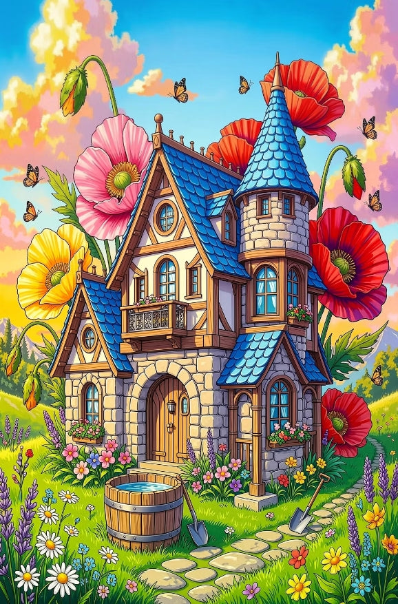 Paint by Numbers Kit Dreamy Flower House