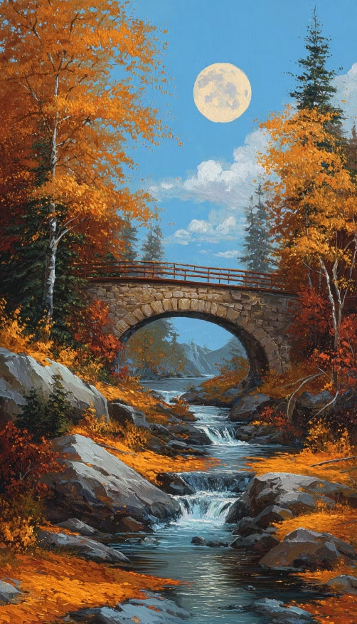 Paint by Numbers Kit Scenery By The Bridge