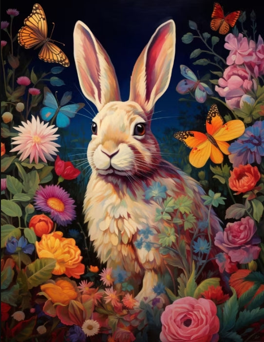 Paint by Numbers Kits Rabbit Among Flowers
