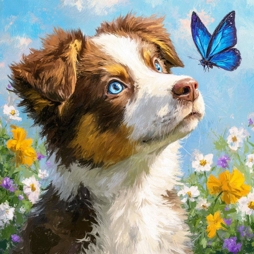 Paint by Numbers Kit Dog and Butterfly
