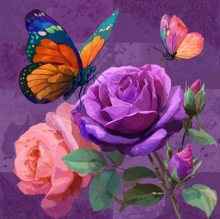 Paint by Numbers Kit Flowers and Butterflies