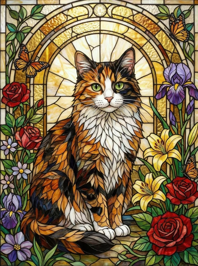 Paint by Numbers Kits Flowers and Cat