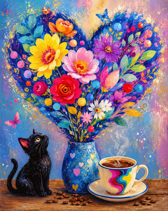 Paint by Numbers Kits Flower and Cat
