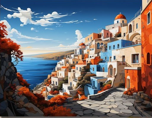 Paint by Numbers Kit Seaside Town