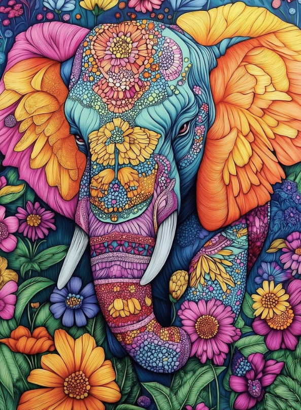 Paint by Numbers Kit Colorful Elephant