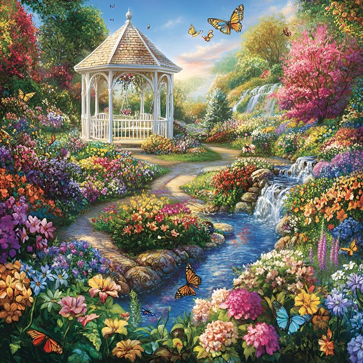 Paint by Numbers Kit Garden Pavilion – diyartpaint