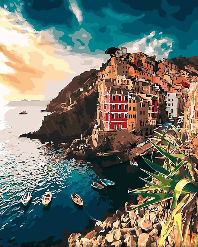 Paint by Numbers Kit Seaside Town