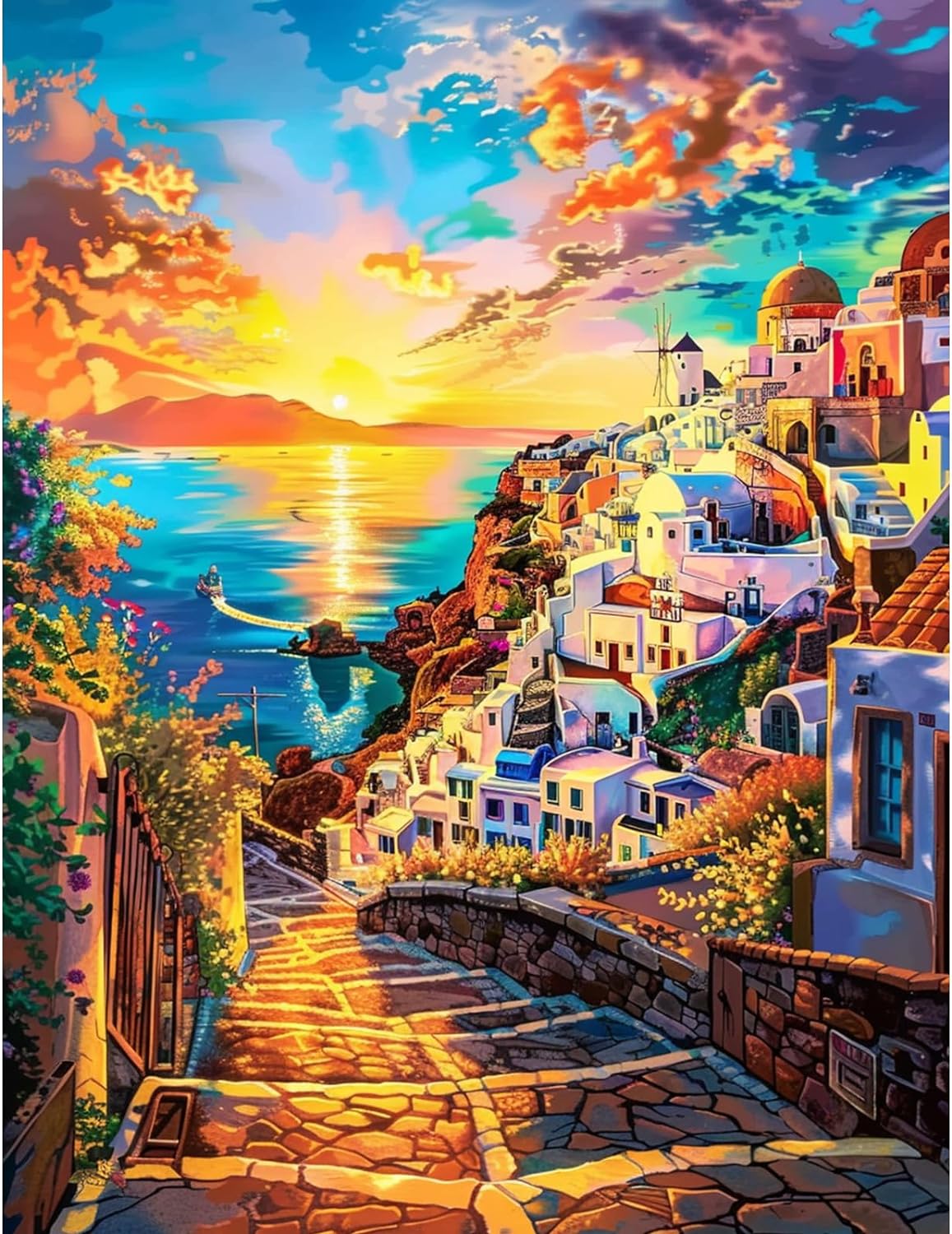 Paint by Numbers Kit Beautiful Seaside Town