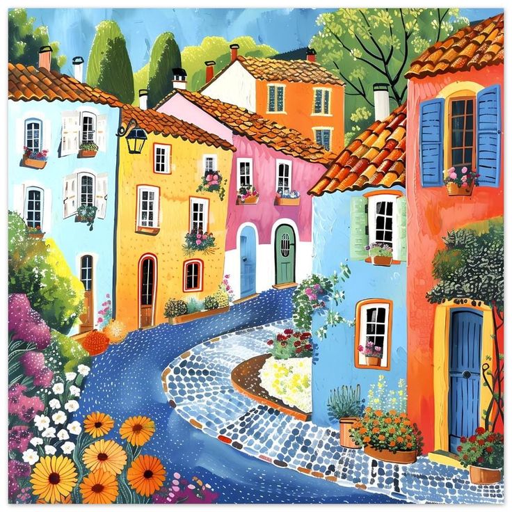 Paint by Numbers Kit Colorful Town