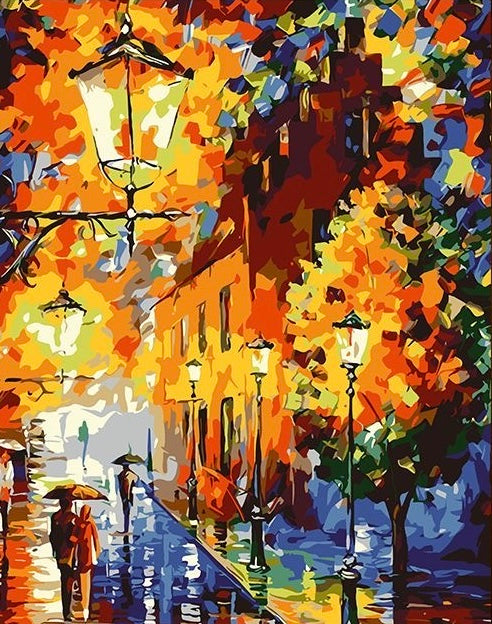 Paint by Numbers Kit Abstract Street Scene