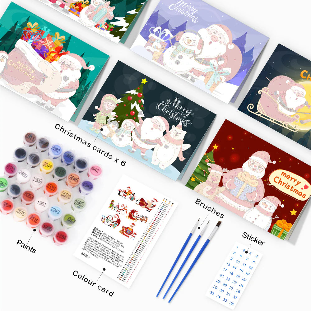 Paint by numbers DIY Christmas Cards 6 Pack