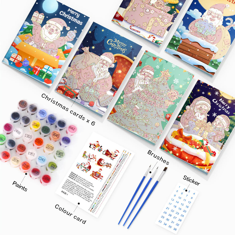 Paint by numbers DIY Christmas Cards 6 Pack