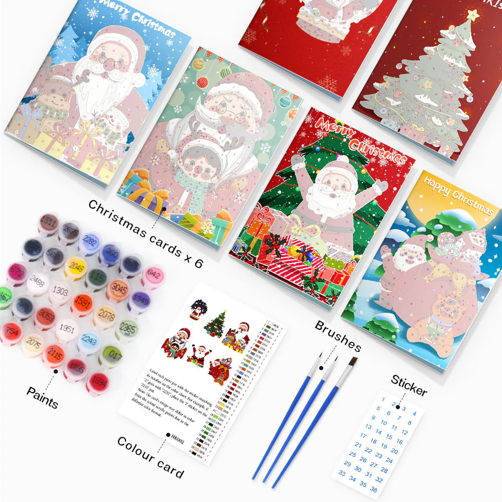 Paint by numbers DIY Christmas Cards 6 Pack