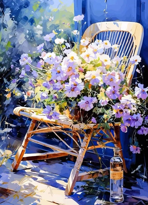 Paint by Numbers Kit Flowers On Chair