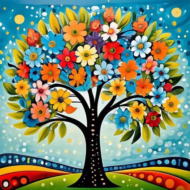 Paint by Numbers Kit Abstract Colorful Tree