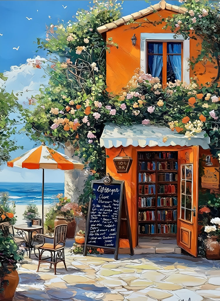 Paint by Numbers Kit Seaside Bookstore