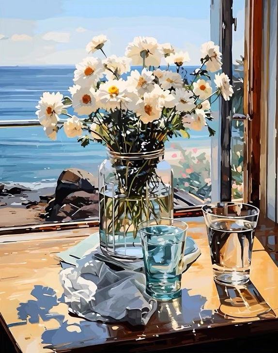 Paint by Numbers Kit Flowers On Windowsill