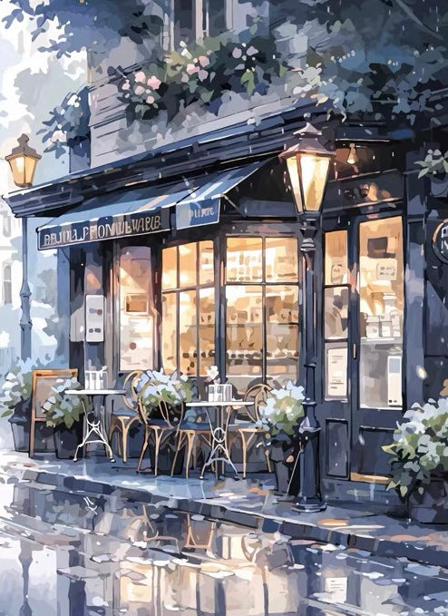 Paint by Numbers Kit Street Coffee Shop