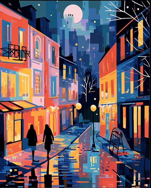 Paint by Numbers Kit Abstract Street Scene