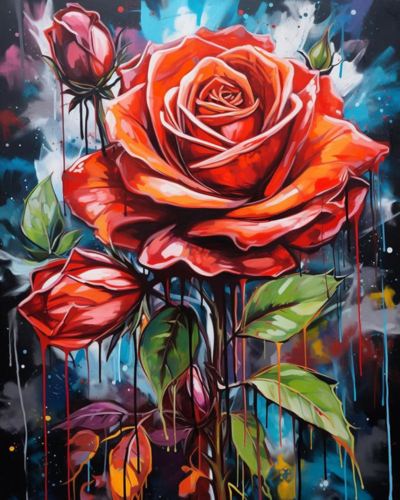 Paint by Numbers Kit Abstract Colorful Rose