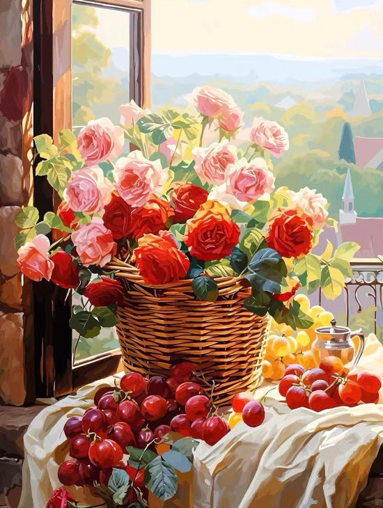 Paint by Numbers Kit Flowers On Windowsill