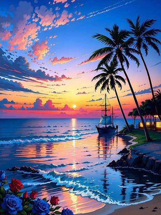 Paint by Numbers Kit Beach Scenery