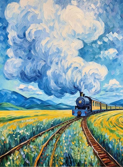 Paint by Numbers Kit Train And Wheat Fields