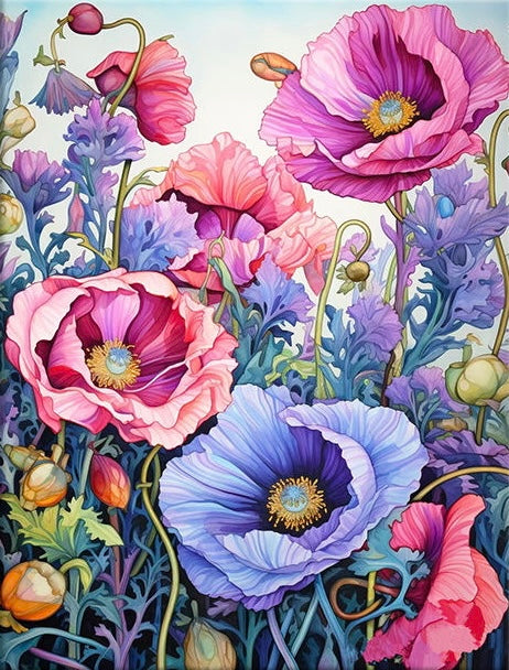 Paint by Numbers Kit Colorful Flowers