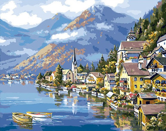 Paint by Numbers Kit Seaside Town