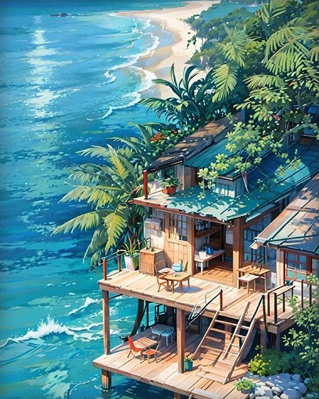 Paint by Numbers Kit Seaside Villa