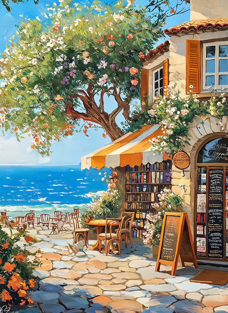 Paint by Numbers Kit Seaside Bookstore