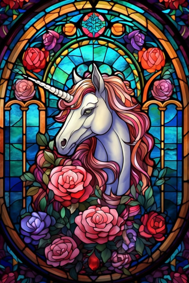 Paint by Numbers Kit Stained Glass Style Unicorn