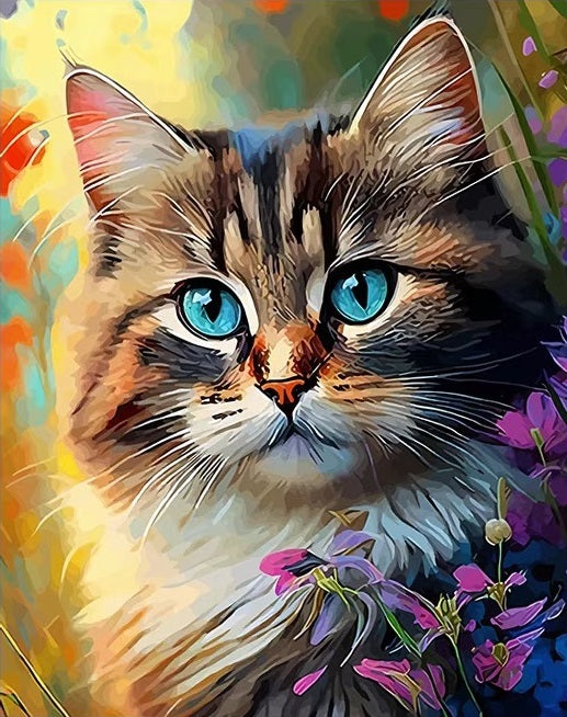 Paint by Numbers Kit Flowers And Cats