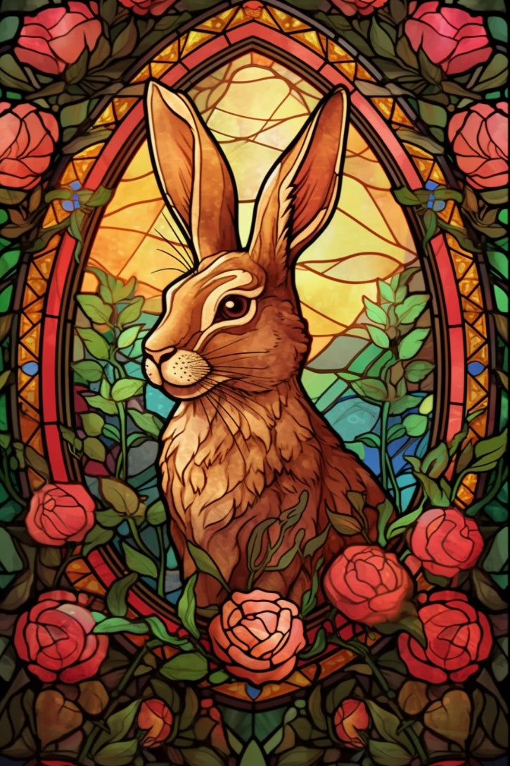 Paint by Numbers Kit Stained Glass Style Rabbit