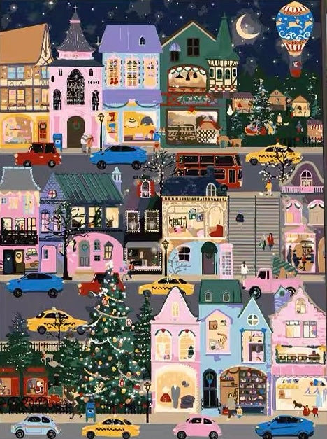 Paint by Numbers Kit Christmas Street Scene