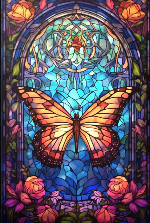 Paint by Numbers Kit Stained Glass Style Butterfly