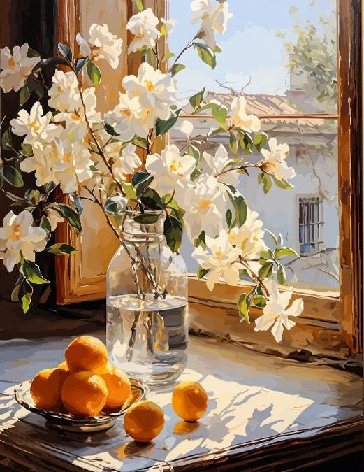 Paint by Numbers Kit Flowers On Windowsill